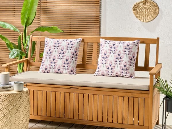 Udendørs Puder Multifarvet Polyester 45 x 45 cm Firkantede Udendørspuder til Havemøbler Bladmønster Vandtæt Design