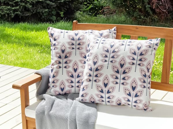 Udendørs Puder Multifarvet Polyester 45 x 45 cm Firkantede Udendørspuder til Havemøbler Bladmønster Vandtæt Design