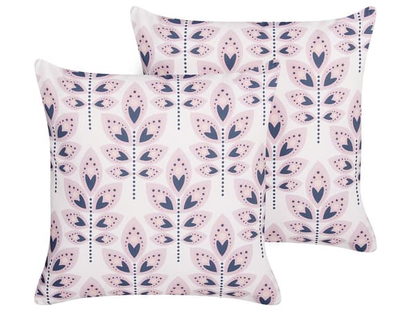 Udendørs Puder Multifarvet Polyester 45 x 45 cm Firkantede Udendørspuder til Havemøbler Bladmønster Vandtæt Design