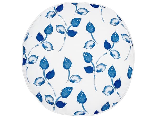 Udendørs hynde hvid blå polyester rund ⌀ 40 cm 2 dele bladmønster moderne stil