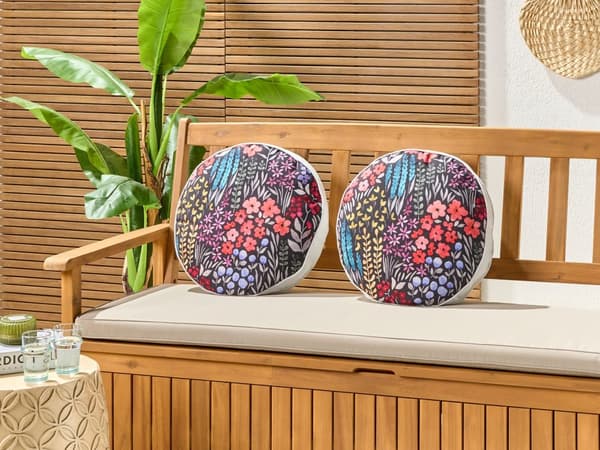 Udendørs pude flerfarvet polyester ⌀ 40 cm 2 stk runde blomstermønster vandtæt