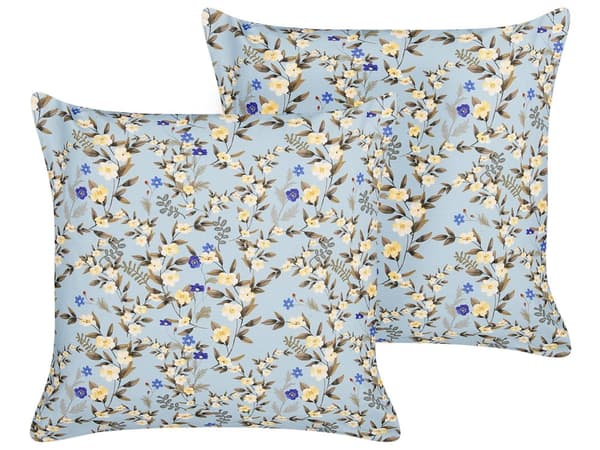 Udendørs hynde blå polyester 45 x 45 cm 2 stk firkantet blomstermønster
