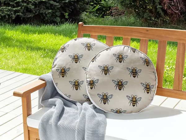 Udendørs hynde beige polyester bimønster 40 x 60 cm 2 stk rektangulær vandtæt moderne