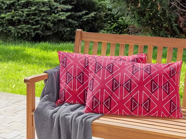Udendørs hynde pink polyester 40 x 60 cm 2 stk geometrisk mønster rektangulær vandtæt moderne