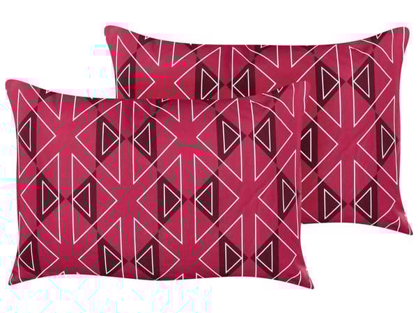 Udendørs hynde pink polyester 40 x 60 cm 2 stk geometrisk mønster rektangulær vandtæt moderne
