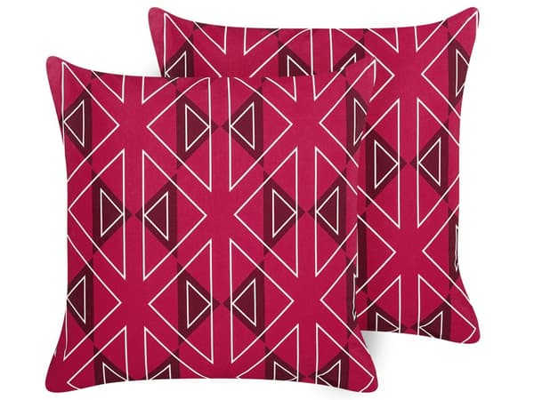 Udendørs pude pink polyester 45 x 45 cm 2 stk geometrisk mønster firkantet vandtæt moderne