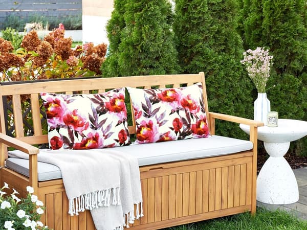 Udendørs hynde hvid/rosa polyester 40 x 60 cm 2 stk rektangulær vandtæt moderne