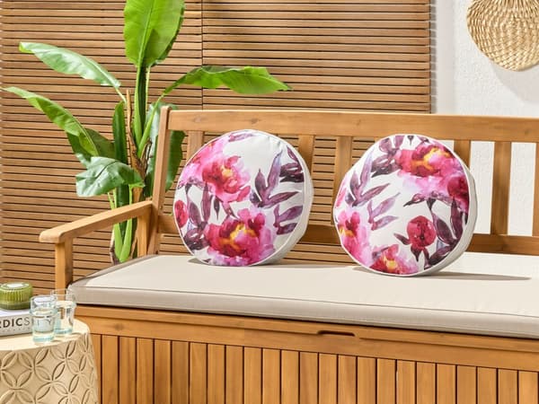 Ulkotyyny valkoinen/vaaleanpunainen polyesteri pyöreä 40 cm 2 kpl vedenpitävä moderni