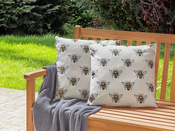 Udendørs hynde beige polyester bimønster 45 x 45 cm 2 stk firkantet vandtæt moderne