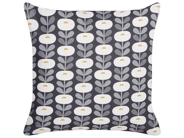 Udendørs Puder Grå Hvid Polyester 40 x 60 cm Firkantede Udendørspuder til Havemøbler Blomstermønster Vandtæt Design