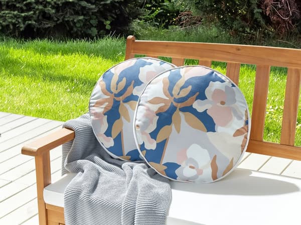 Udendørs Puder Multifarvet Polyester ø 40 cm Sæt af 2 Runde Udendørspuder til Havemøbler Blomstermønster Vandtæt Design