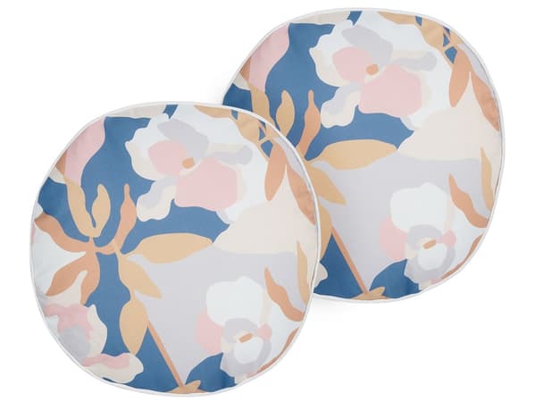 Udendørs Puder Multifarvet Polyester ø 40 cm Sæt af 2 Runde Udendørspuder til Havemøbler Blomstermønster Vandtæt Design