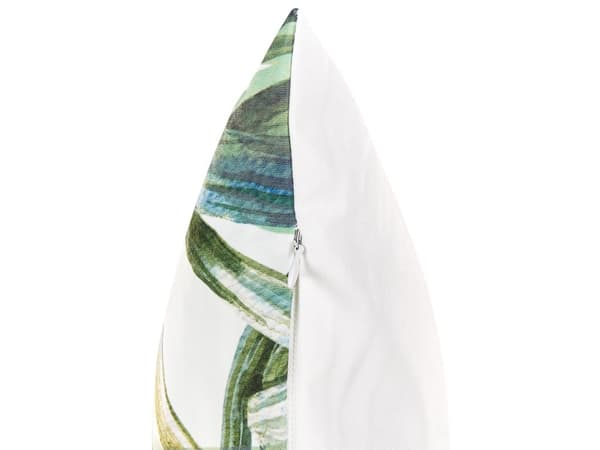 Udendørs Puder Hvid Grøn Polyester 40 x 60 cm Aflange Udendørspuder til Havemøbler Palmeblade Mønster Vandtæt Design