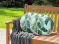 Miniatyrbillede 2 af 7: Udendørs Puder Grøn Polyester ø 40 cm Runde Udendørspuder til Havemøbler Bladmønster Vandtæt Design