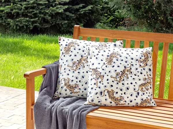 Udendørs Puder Beige Multifarvet Polyester 45 x 45 cm Firkantede Udendørspuder til Havemøbler Tiger Vandtæt Design