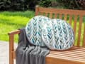 Miniatyrbillede 2 af 7: Udendørs Puder Hvid Grøn Polyester ø 40 cm Runde Udendørspuder til Havemøbler Bladmønster Vandtæt Design