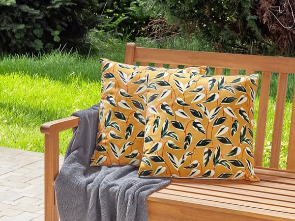 Udendørs Puder Multifarvet Polyester 45 x 45 cm Firkantede Udendørspuder til Havemøbler Bladmønster Vandtæt Design