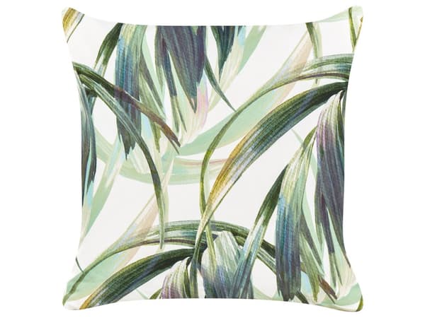 Udendørs Puder Hvid Grøn Polyester 45 x 45 cm Firkantede Udendørspuder til Havemøbler Palmeblade Mønster Vandtæt Design