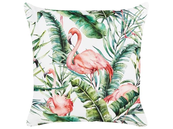 Udendørs Puder Multifarvet Polyester 45 x 45 cm Firkantede Udendørspuder til Havemøbler Flamingoer Vandtæt Design