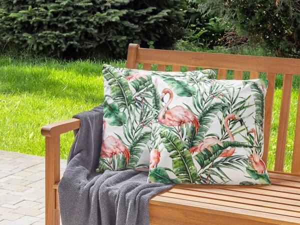 Udendørs Puder Multifarvet Polyester 45 x 45 cm Firkantede Udendørspuder til Havemøbler Flamingoer Vandtæt Design