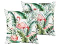 Miniatyrbillede 1 af 8: Udendørs Puder Multifarvet Polyester 45 x 45 cm Firkantede Udendørspuder til Havemøbler Flamingoer Vandtæt Design