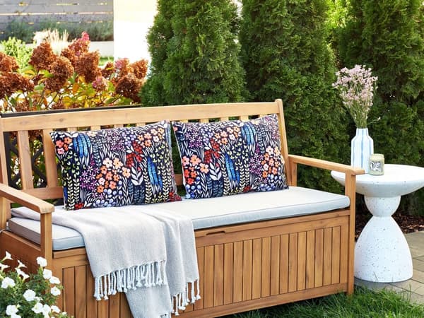 Udendørs Puder Multifarvet Polyester 40 x 60 cm Aflange Udendørspuder til Havemøbler Blomstermønster Vandtæt Design