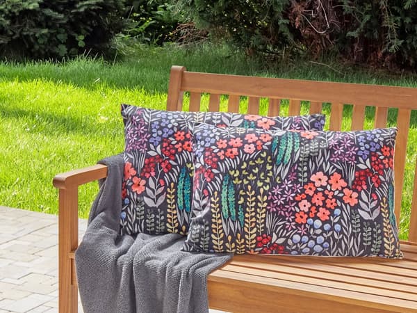 Udendørs Puder Multifarvet Polyester 40 x 60 cm Aflange Udendørspuder til Havemøbler Blomstermønster Vandtæt Design