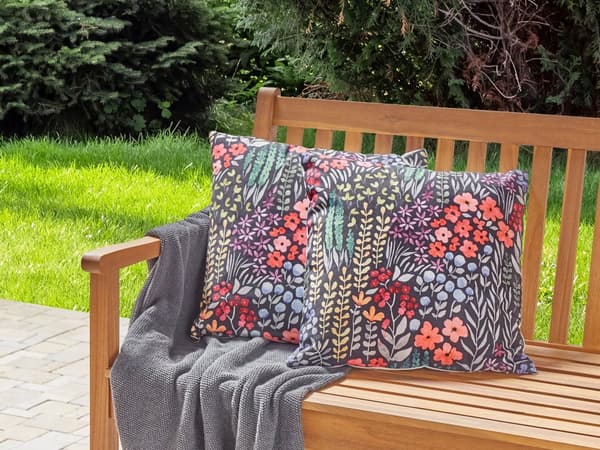 Udendørs Puder Multifarvet Polyester 45 x 45 cm Firkantede Udendørspuder til Havemøbler Blomstermønster Vandtæt Design