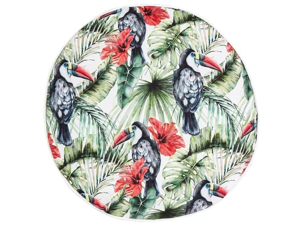 Udendørs Puder Multifarvet Polyester ø 40 cm Runde Udendørspuder til Havemøbler Tukaner Vandtæt Design