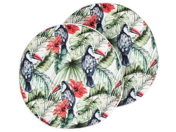 Udendørs Puder Multifarvet Polyester ø 40 cm Runde Udendørspuder til Havemøbler Tukaner Vandtæt Design