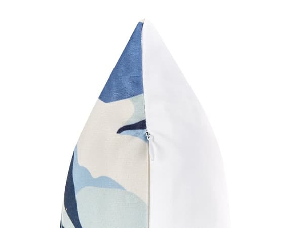 Udendørs Puder Blå Hvid Polyester 40 x 60 cm Sæt af 2 Aflange Udendørspuder til Havemøbler Bladmønster Vandtæt Design