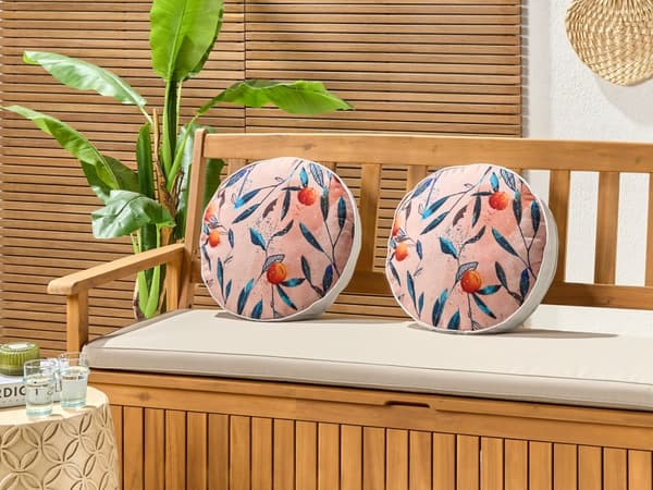 Udendørs Puder Multifarvet Polyester ø 40 cm Sæt af 2 Runde Udendørspuder til Havemøbler Nektariner Vandtæt Design