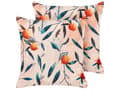 Miniatyrbillede 1 af 8: Udendørs Puder Multifarvet Polyester 45 x 45 cm Sæt af 2 Firkantede Udendørspuder til Havemøbler Nektariner Vandtæt Design