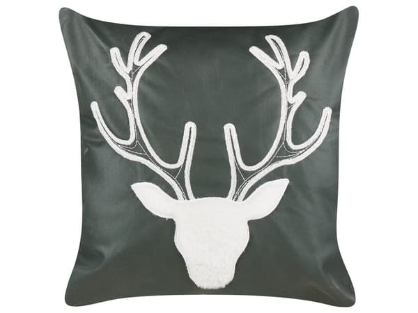 Pyntepuder Grøn Rød Velour 45 x 45 cm Sæt af 2 Moderne Sofapuder med Rensdyr Firkantede Puder til Seng Julepuder Tilbehør Indretning