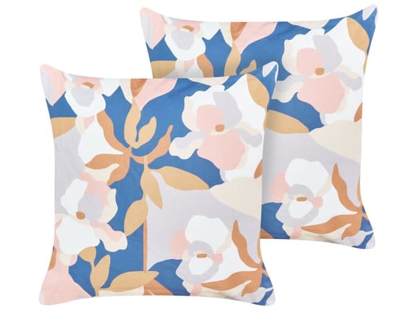 Udendørs Puder Multifarvet Polyester 45 x 45 cm Sæt af 2 Firkantede Udendørspuder til Havemøbler Blomstermønster Vandtæt Design