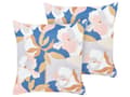 Miniatyrbillede 1 af 8: Udendørs Puder Multifarvet Polyester 45 x 45 cm Sæt af 2 Firkantede Udendørspuder til Havemøbler Blomstermønster Vandtæt Design