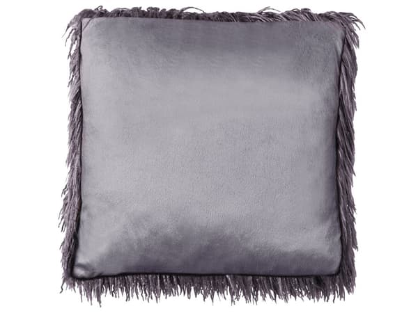 2 pyntepuder i mørkegrå kunstpels 45 x 45 cm blød pels