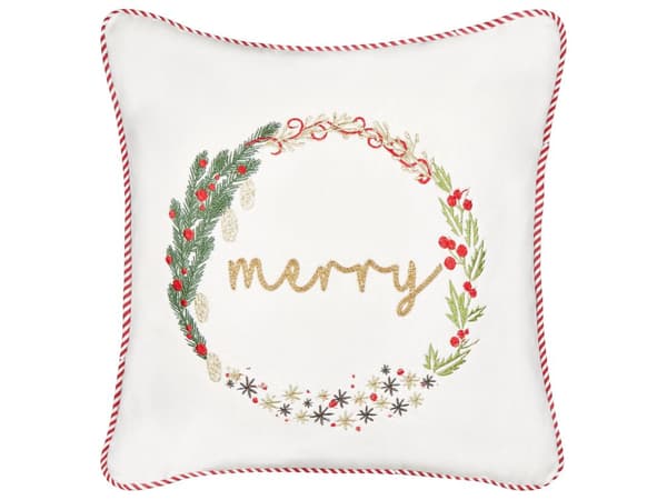 Sæt med 2 pyntepuder festligt motiv hvid 45 x 45 cm velour aftagelige pudebetræk med fyld til stue soveværelse