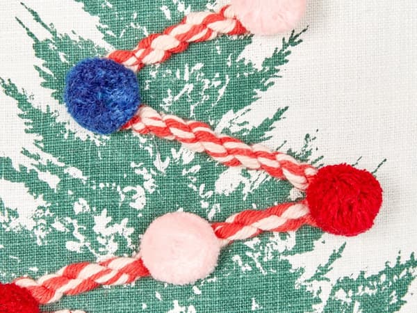 Pyntepude med juletræ hvid 45 x 45 cm pull down-pudebetræk i bomuld med fyld til stue og soveværelse