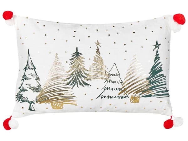 Koristetyyny valkoinen 30 x 50 cm puuvilla 2 kpl joulu kuusikuvio tupsut suorakulmainen moderni