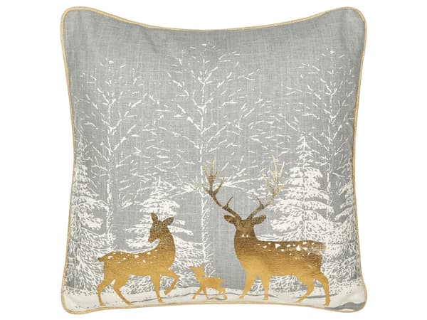 Koristetyyny harmaa 45 x 45 cm puuvilla 2 kpl painettu joulukuvio neliö vetoketjut moderni
