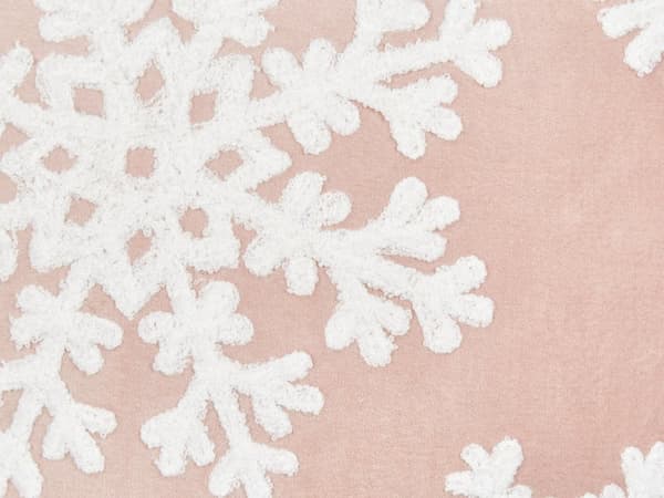 Sæt med 2 pyntepuder lyserød hvid bomuldsvelour 45 x 45 cm Juletema med snefnug julepynt