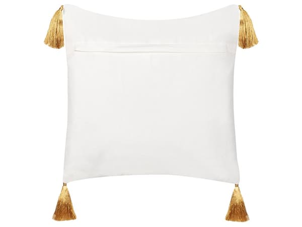 Pyntepude hvidguld 45 x 45 cm bomuld polyesterfyld 2 stk julemønster kvaster moderne