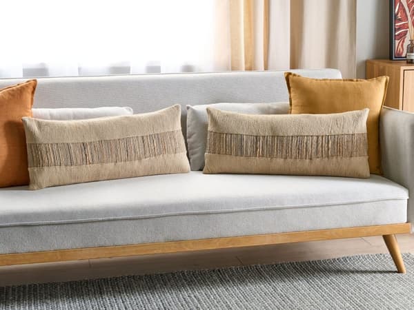 Koristetyyny beige 30 x 70 cm juutti 2 kpl irrotettava päällinen vetoketjulla boho