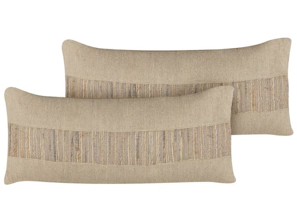 Koristetyyny beige 30 x 70 cm juutti 2 kpl irrotettava päällinen vetoketjulla boho