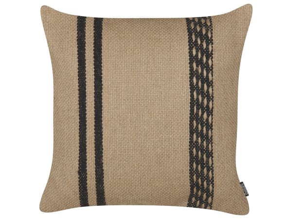 Koristetyyny beige 45 x 45 cm juutti 2 kpl irrotettava päällinen vetoketjulla raidallinen boho