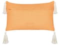 Miniatyrbillede 4 af 6: Pyntepude orange bomuldsvelour 30 x 50 cm Julemotiv med kvaster Julebroderet ordlyd