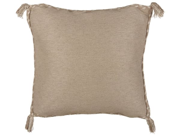 Dekorativ beige jutepude 45 x 45 cm dekorative kvaster aftageligt boho-pudebetræk