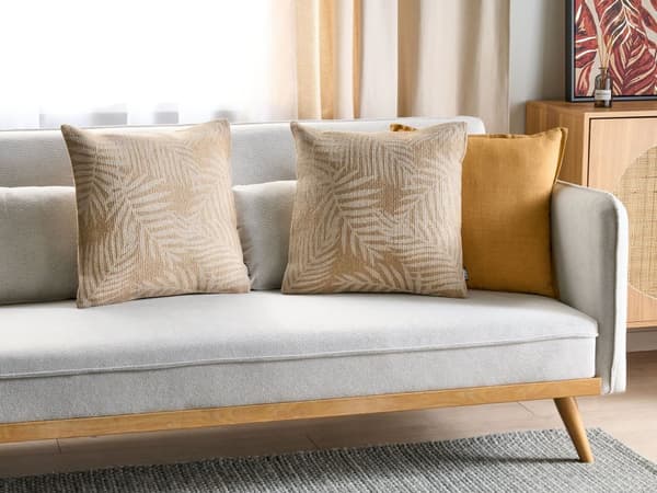 2 dekorative beige jutepuder 45 x 45 cm naturligt pudebetræk i boho-stil
