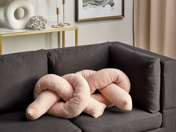 Koristetyyny vaaleanpunainen 172 x 14 cm teddykangas 2 kpl putkityyny solmutyyny moderni